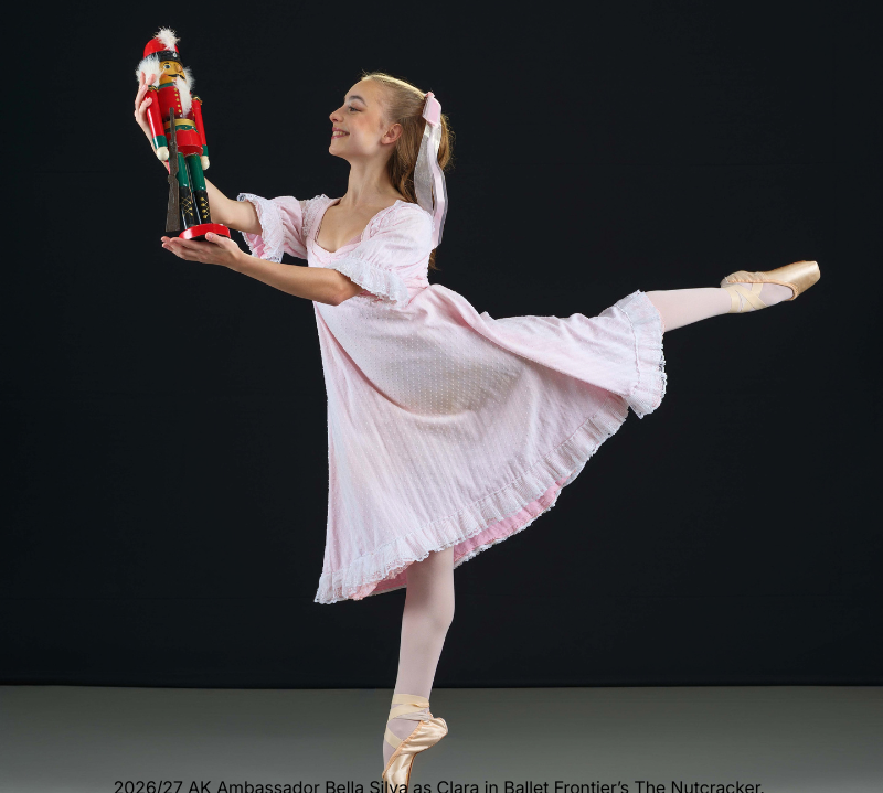 AK Ambassador Bella Silva performing as Clara in Ballet Frontier’s The Nutcracker.
