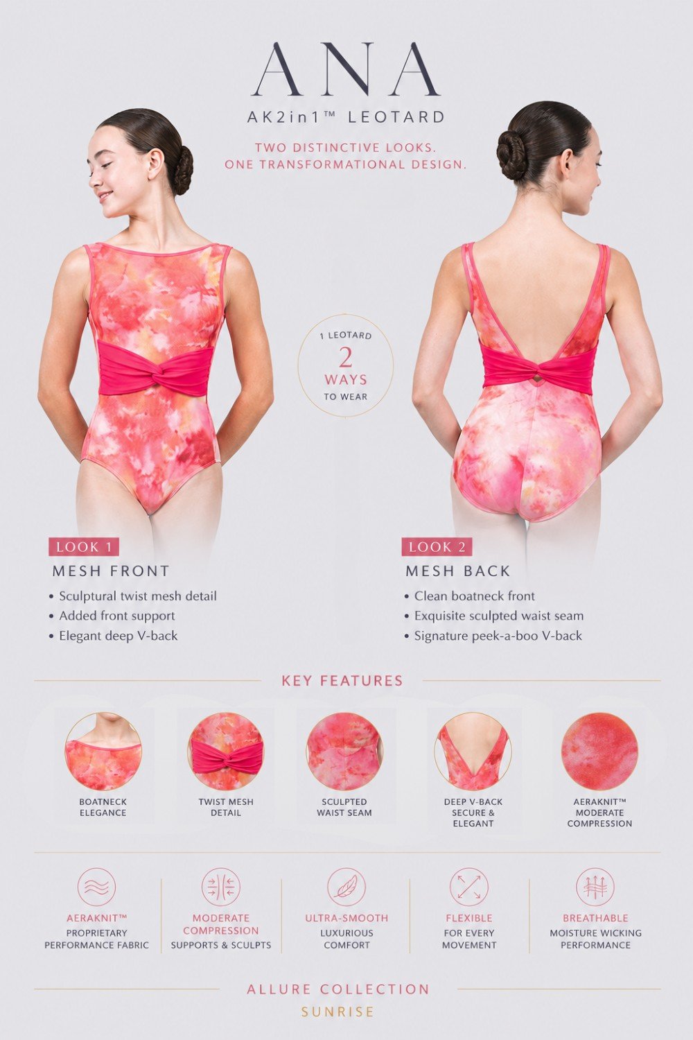 ANA AeraKnit™ Leotard in Allure | Sunrise