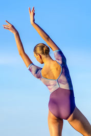 CHLOE Short Sleeve Leotard in Allure · Sunset