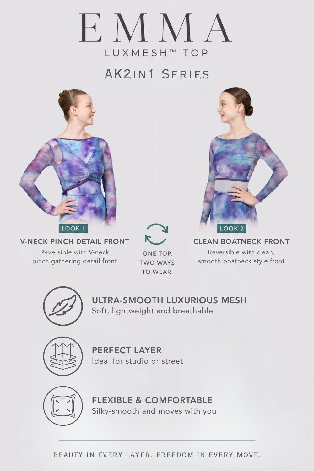 EMMA LuxMesh™ AK2in1 Reversible Top in Allure Sunset