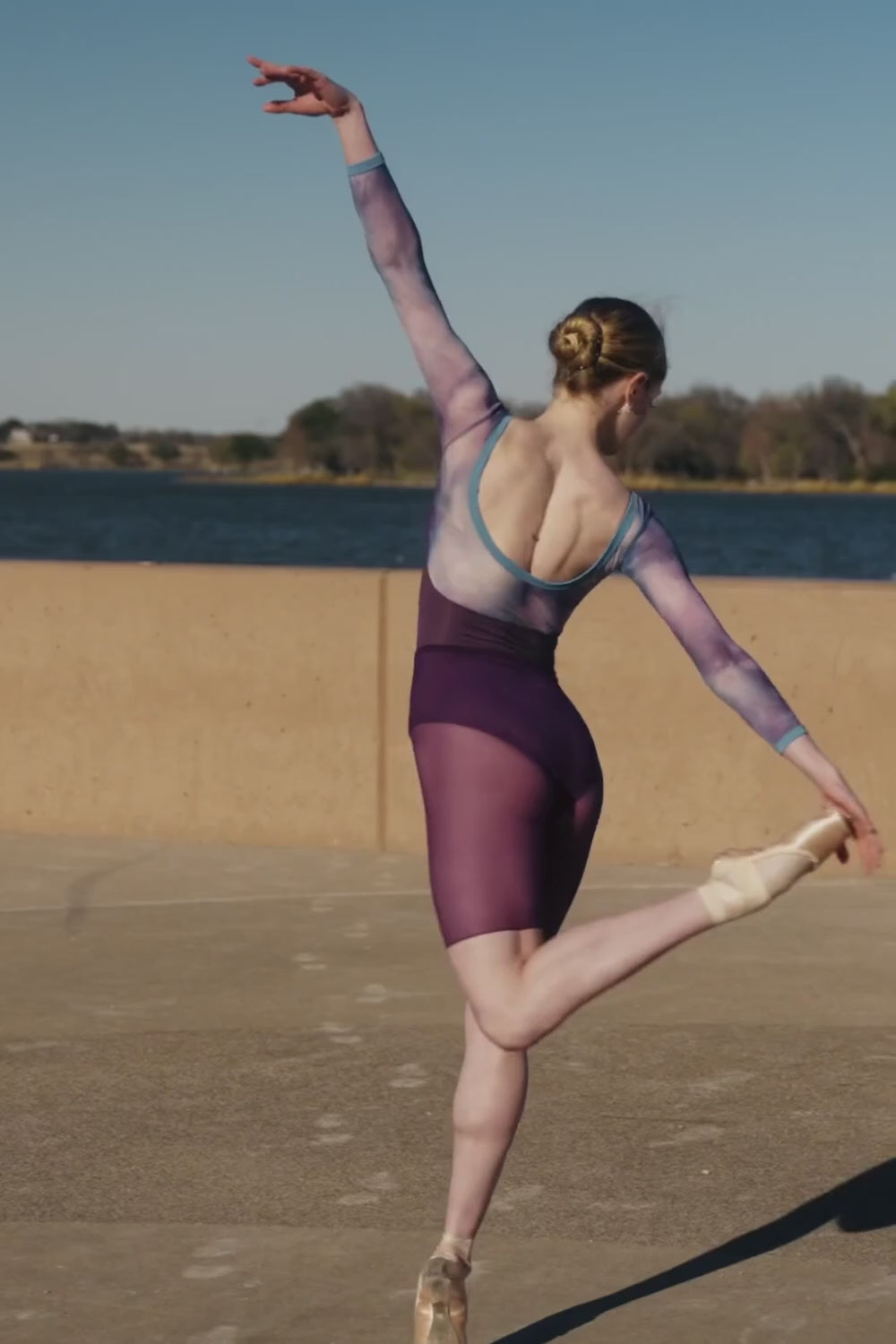 CELIA Sleeve Leotard in Allure · Sunset