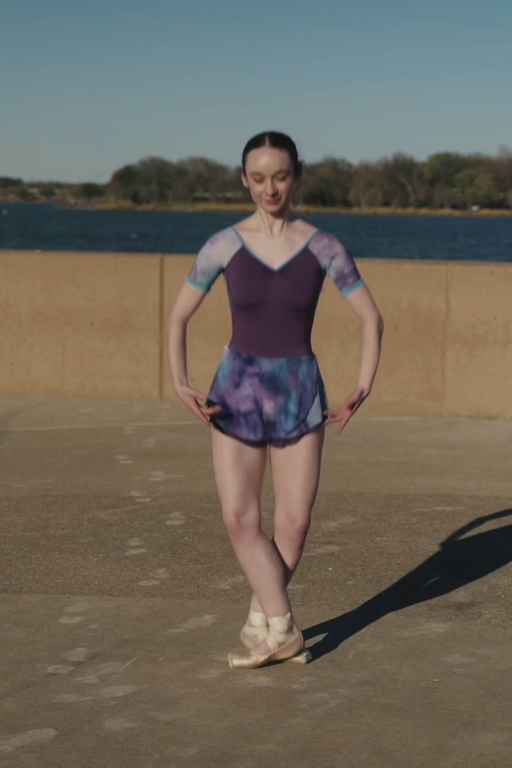 CHLOE Short Sleeve Leotard in Allure · Sunset